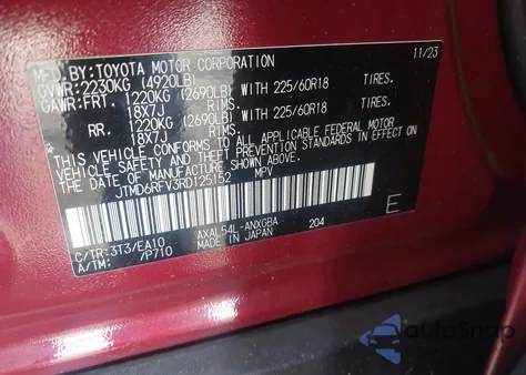 2024 Toyota Rav4 Hybrid Limited z USA, uszkodzony, nr VIN JTMD6RFV3RD125152